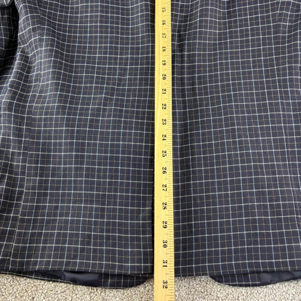 TravelSmith Blazer Mens 40R Navy Blue Silk Bamboo Windowpane‎ Sport Coat Blazer - Picture 8 of 14
